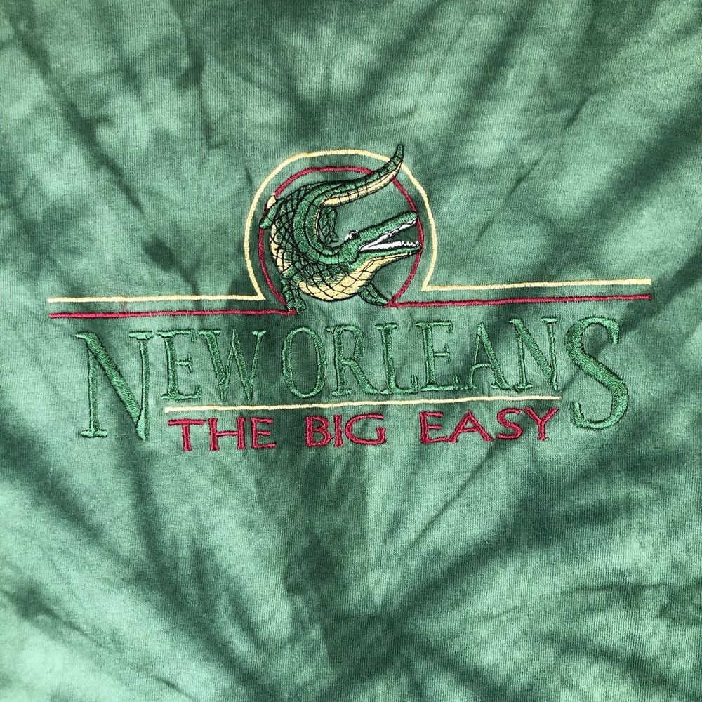 new orleans T shirt mens 2XL green tie dye gator embroidered - Picture 6 of 10